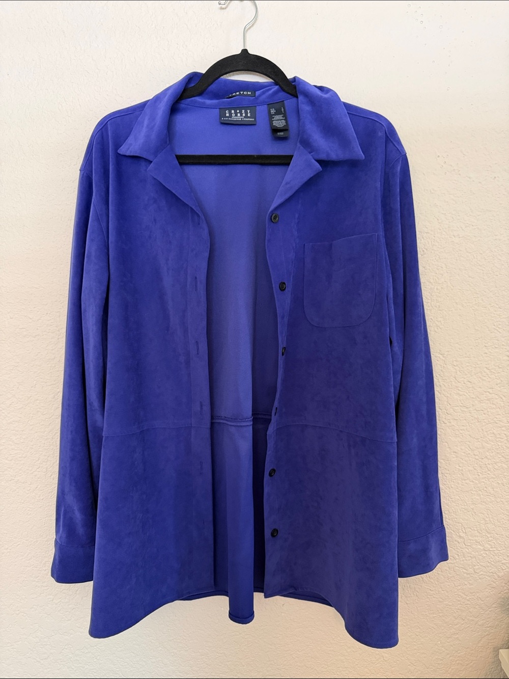 Crazy Horse Liz Claiborne Cobalt Blue Suede-Feel Button Front Jacket
